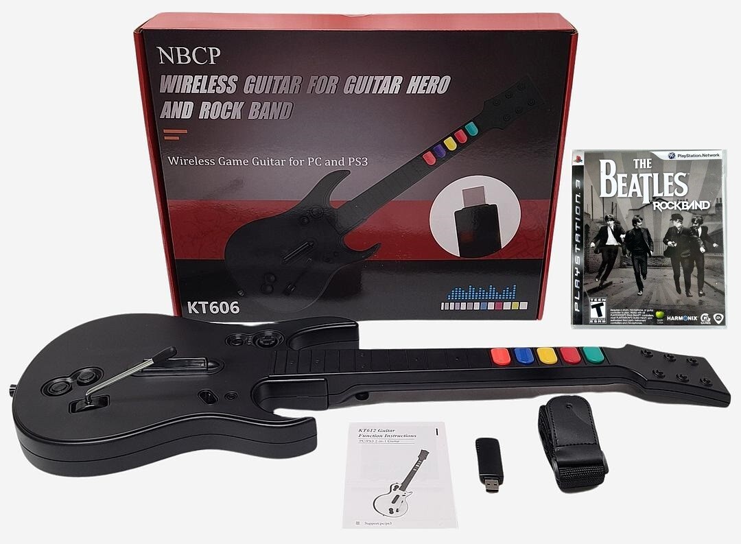 NEW PS3 Guitar Hero Controller + Beatles Rock Band Game Set Kit