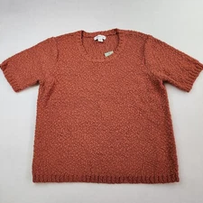Coldwater Creek Knit S Copper Short Sleeve Sweater New Soft Granny Core Layer