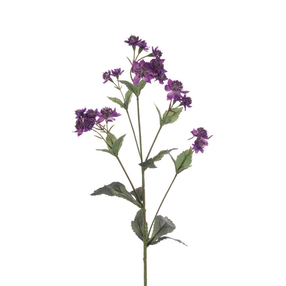 ECO Sustainably Produced Faux Silk Astrantia Stem 77cm/30 Inches Tall Purple