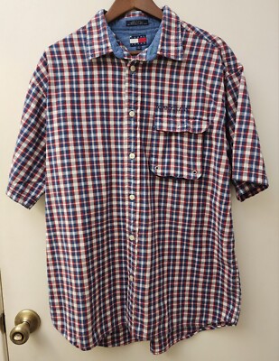 Tommy Jeans By Tommy Hilfiger Classic Plaid Button Down Shirt Cotton Size L Y2K