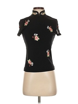 VIVIENNE TAM Sheer Mesh Floral Embroidered Shirt Small Top 90s VINTAGE RARE