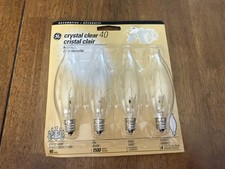 GE Decorative Light Bulbs Bent Tip Crystal Clear 40W candelabra Base 4 Pack NEW