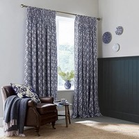 Burleigh For Bedeck Calico Lined Curtains 66x72 Blue