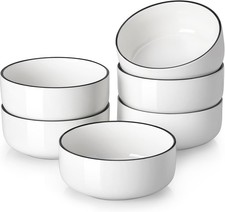 24 OZ Cereal Bowls Porcelain Soup Oatmeal Bowls Set of 6 White Kitchen Ceramic