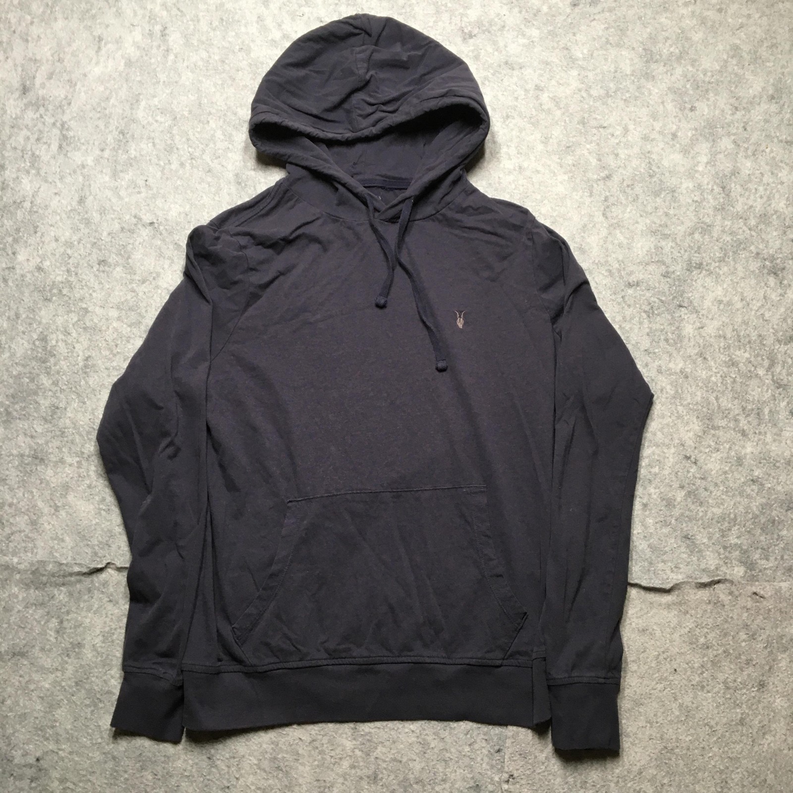 AllSaints Hoodie Mens Large Gray Brace OTH Organic Cotton Slim Fit Pullover Logo