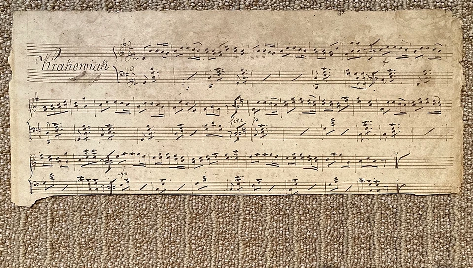 ORIGINAL! PIANO MANUSCRIPT 8 PAGE SHEET MUSIC (KRAKOWIAK POLISH FOLK DANCE) 1840 - Image 2 of 4