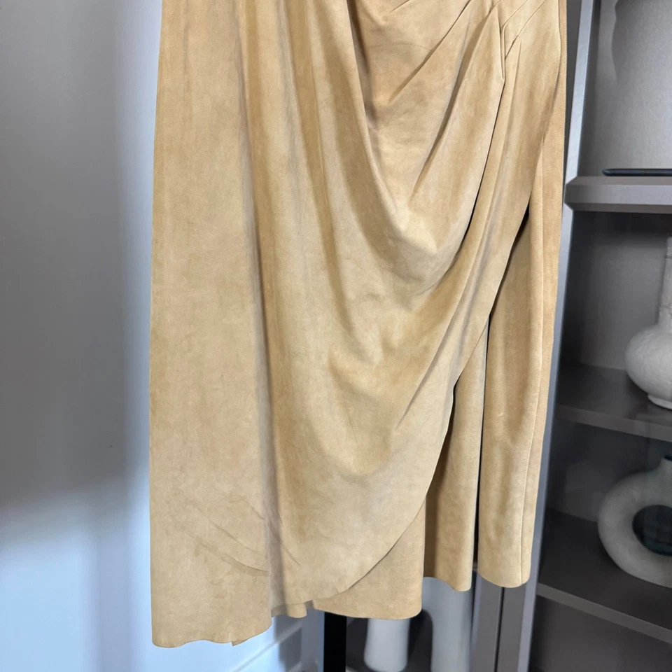 Ralph Lauren Black Label Tan Suede Wrap Dress 4 NEW Lamb Leather Mini Cap Sleeve - Image 3 of 4