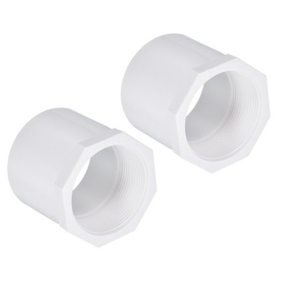 2 Stück G2 Innengewinde 63mm Buchse Rohrverschraubung UPVC Adapter Weiß