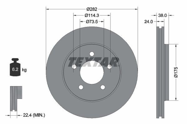 2X Bremsscheibe Vorne Textar 92108700 FÜR Chrysler Dodge Plymouth Scheibenbremse-image