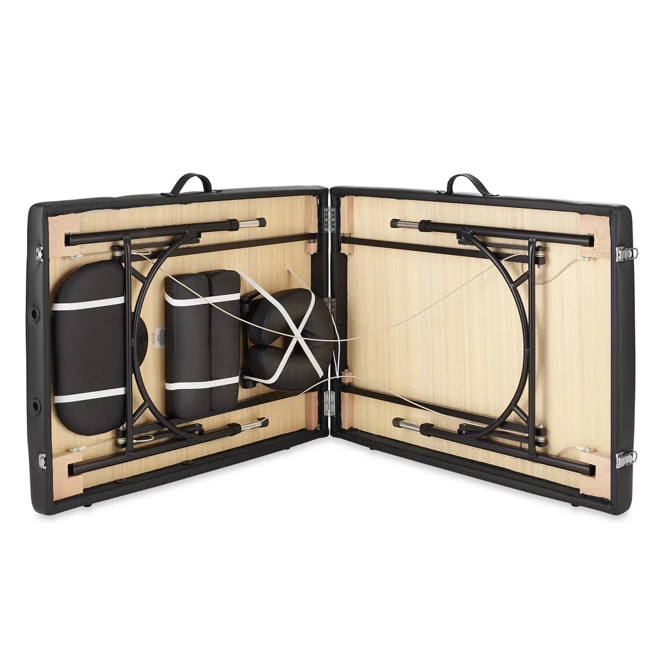 Mesa de Masaje Portátil - Respaldo Inclinable Patas de Aluminio con Estuche de Transporte - Negro Foto 3 de 4