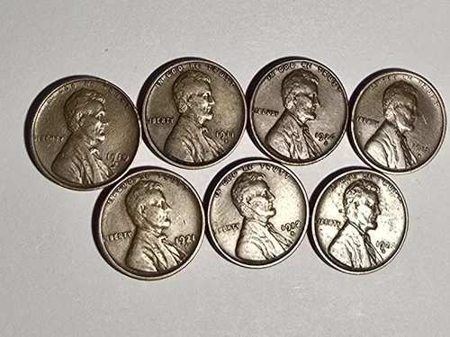 1910-S 1911-S 1912-S 1915-S 1921-S 1922-D 1926-S XF Lincoln Cents Penny Lot of 7