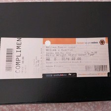 WOLVERHAMPTON WANDERERS v EVERTON MATCH TICKET 2011/12