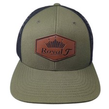 Richardson Trucker Hat Green Black OS Snapback Flat Bill Leather Patch Crown 511