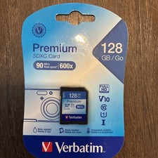 128GB Premium SDXC Memory Card, UHS-I V10 U1 Class 10, Verbatim 44025