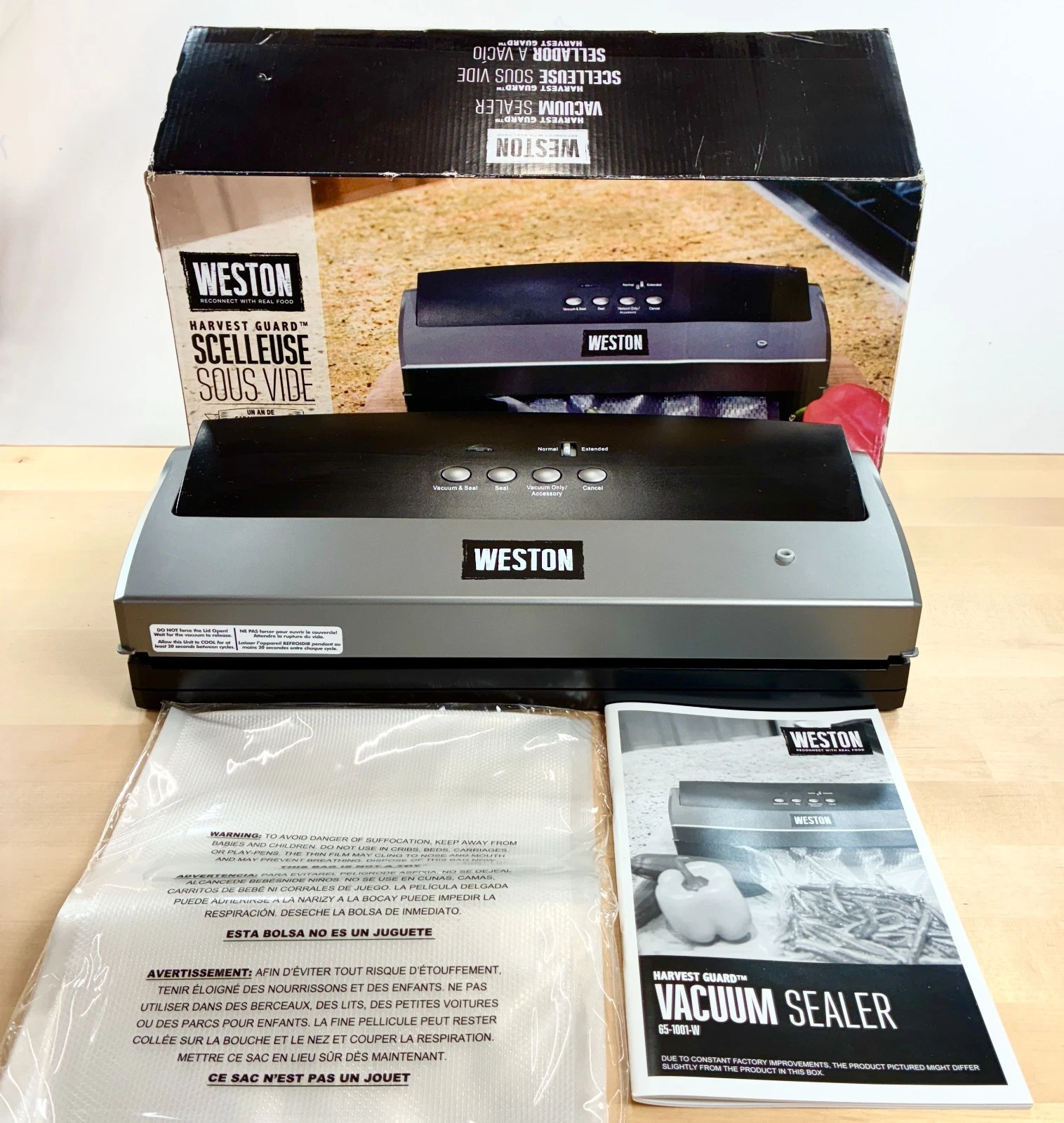 Weston Harvest Guard Vacuum Sealer 65-1001-W Automatic Food Saver Kitchen Tool