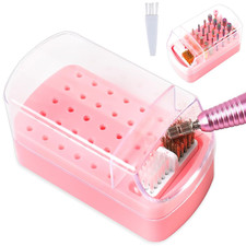 2 in 1 Nail Drill Bits Holder & Cleaning Brush Case, 30 Holes Dustproof Nail Art