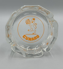 Vintage CUNARD Cruise Ship OCEAN LINER Glass Advertising Ashtray