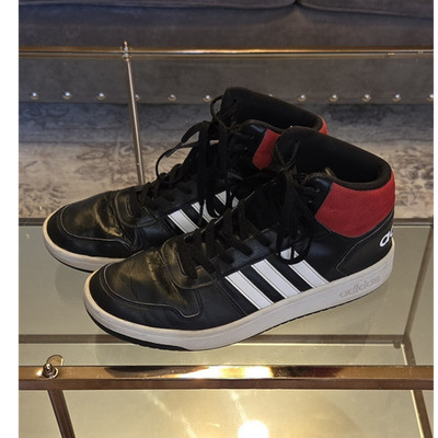 adidas Hoops 2.0 Mid Core Black Scarlet Leather Sneakers DB0079 Men s