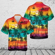 Custom Name US Army AH-64 Apache Hawaiian Shirt Military Helicopter Gift S-5XL