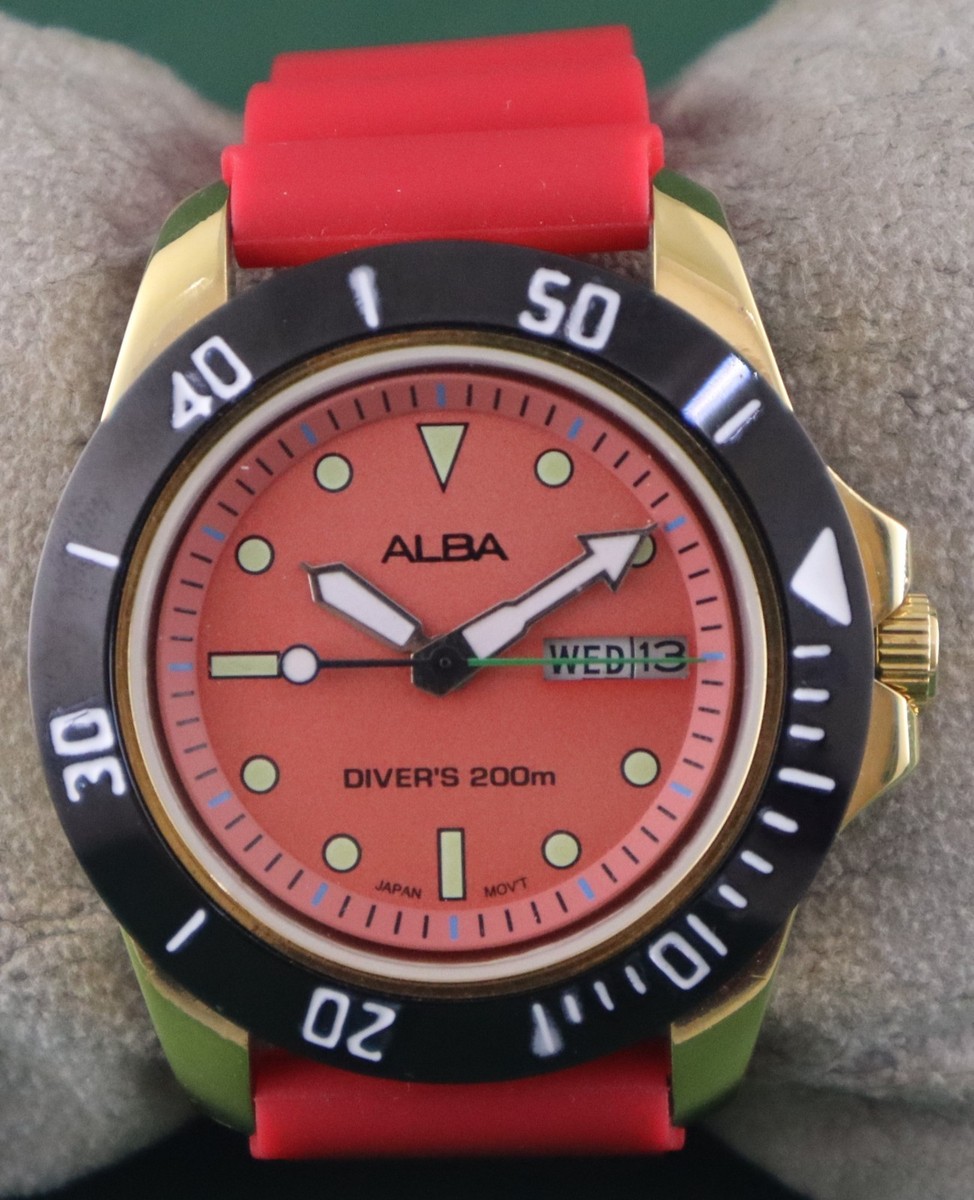 ALBA Diver Automatic Men Rotating Bezel Orange Dial Day&Date