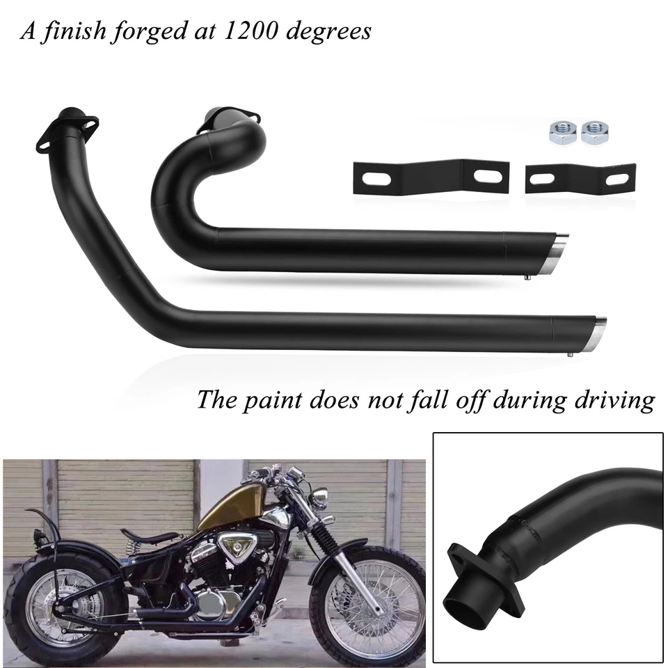 Shortshots Staggered Exhaust Pipe System Kits For Honda Shadow VLX600 1988-2008 — 第 4/4 张图片