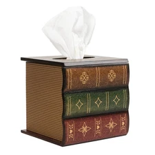 Crafted Classical Retro Wooden Antique Book Tissue Box Cover Square Tissue Ho...