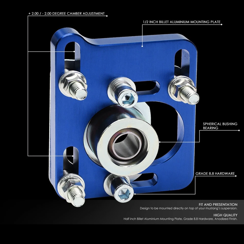 ДЛЯ 94-04 FORD MUSTANG +/- 2,5 РЕГУЛИРУЕМОЕ ВЫРАВНИВАНИЕ ПРОГИБА ЛИТЕЙНЫЕ ПЛАСТИНЫ СИНИЙ - Изображение 2 из 4