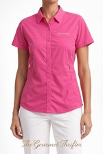 🌸 Columbia Omni-Shade Pink Short Sleeve Performance Button Shirt – Women’s M 🌸
