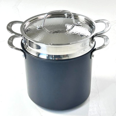 New Lagostina Nera Hard Anodized Nonstick 8-qt Pasta Pentola with Lid