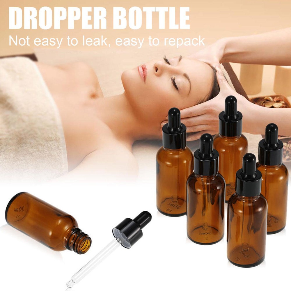 Amber GLASS DROPPER BOTTLES 1-5ml Drop Pipette Aromatherapy Eye BEST Juice NEW