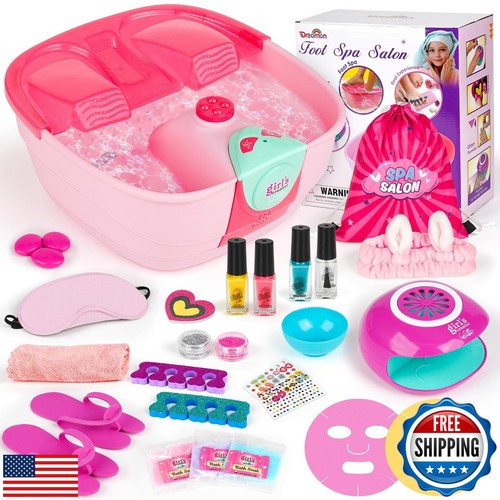 Kids Foot Spa and Nail Kit - Kids Spa Day Kit for Girls with Mask Foot Bath a