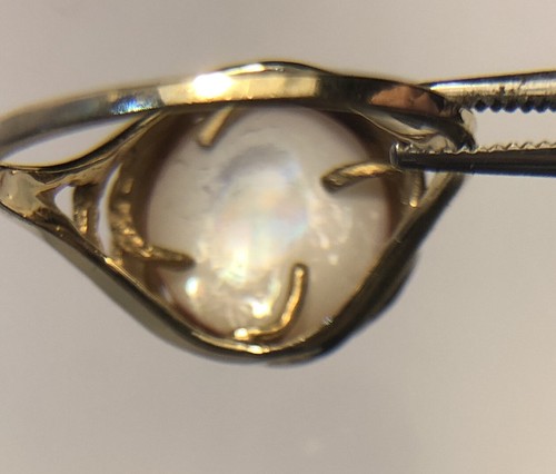 Mabe Pearl 10K Yellow Gold Ring Size 8.5-9 Vintage NEW In Box - Picture 7 of 12