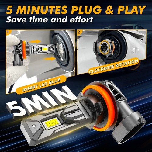 AUXBEAM H9 H11+H11+H11 LED Headlight Fog Bulbs 6500K For Toyota Tacoma 2016-2024 - Picture 3 of 12