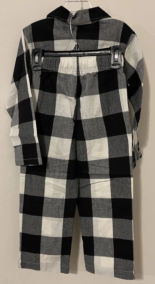 Antiguo conjunto de camisa de pijama y pantalón a cuadros blanco pequeño 6/7 azul marino para niñas NUEVO CON ETIQUETAS A9 Foto 3 de 4