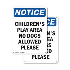 2 Pack Children'S Play Area No Dogs Allowed OSHA Notice Sign Decal Metal