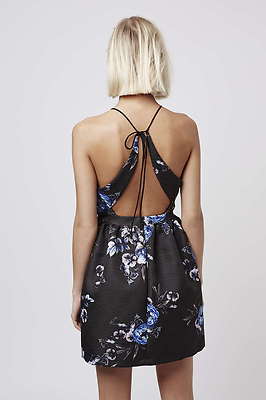 ex TopShop Jacquard Floral Strappy Open Back Graduation Party Mini Dress |  eBay UK