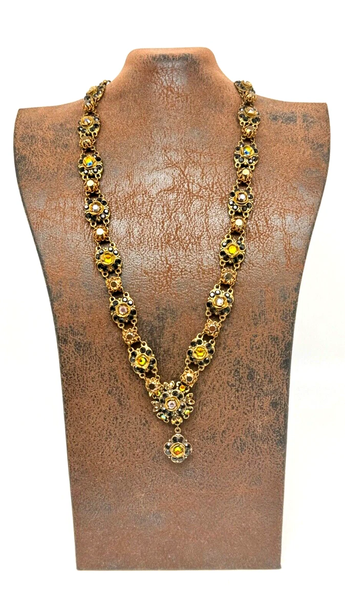 Orecchini Pendenti Michal Negrin Vintage - Cristallo Fiore Rosa E Bianco - Fermo A Leva - Foto 4