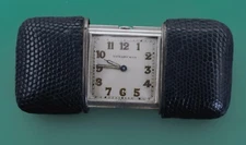 Vintage 1940's TIFFANY & CO Purse Watch by MOVADO Sterling Shagreen Leather Case