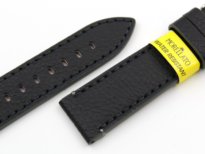 Black Leather Strap Water Resistant Watches Replacement Made in Italy