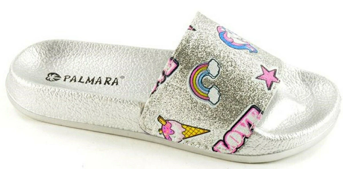 Childrens Girls Sliders Summer Sandals Beach Pool Slides Unicorn