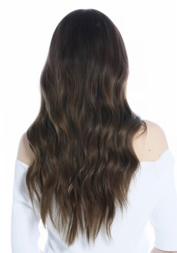 Perücke Damenperücke lang gewellt Ombre Braun Dunkelblond Mittelscheitel wig - Bild 4 von 6