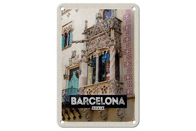 Blechschild Reise 12x18 cm Barcelona Spain Architektur Tourismus Schild