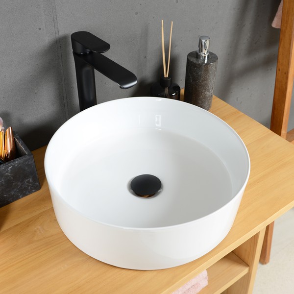 Keramik Aufsatzwaschbecken Rund Weiß 40 Cm Waschbecken Rund Bad Wohnfreuden-image