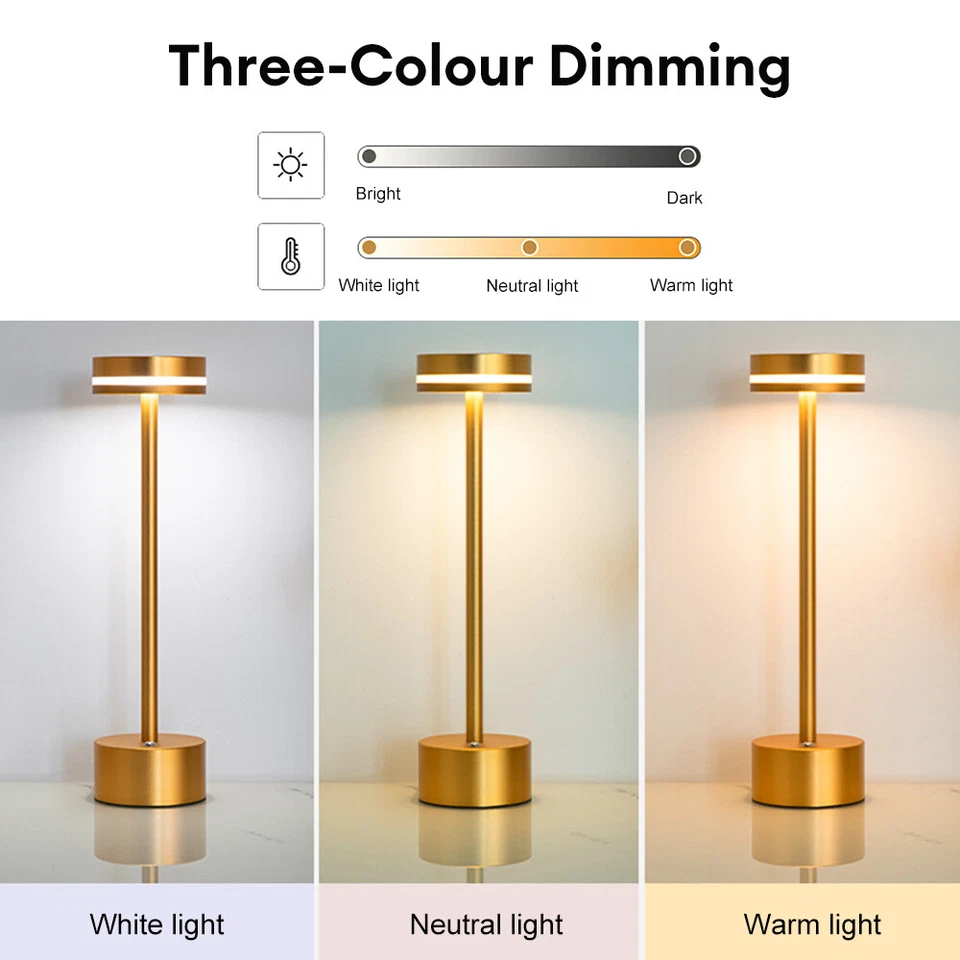 Lámpara de mesa inalámbrica portátil alimentada por batería LED lámparas de escritorio USB recargable EE. UU. Foto 2 de 4