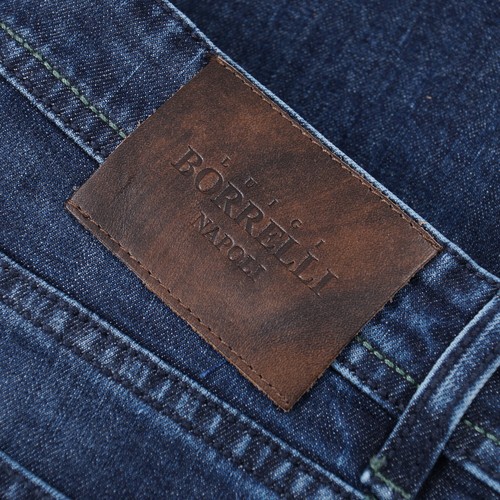Luigi Borrelli Slim-Fit 'Caracciolo' Sanded Deep Blue Denim Jeans 33 NWT - Picture 3 of 11