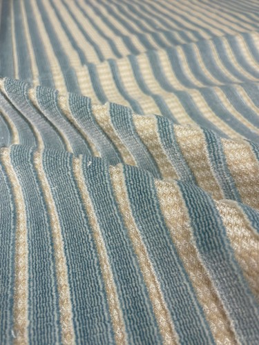 1.75 yds Schumacher Chimay Stripe Velvet Ciel Blue Upholstery Fabric 82150