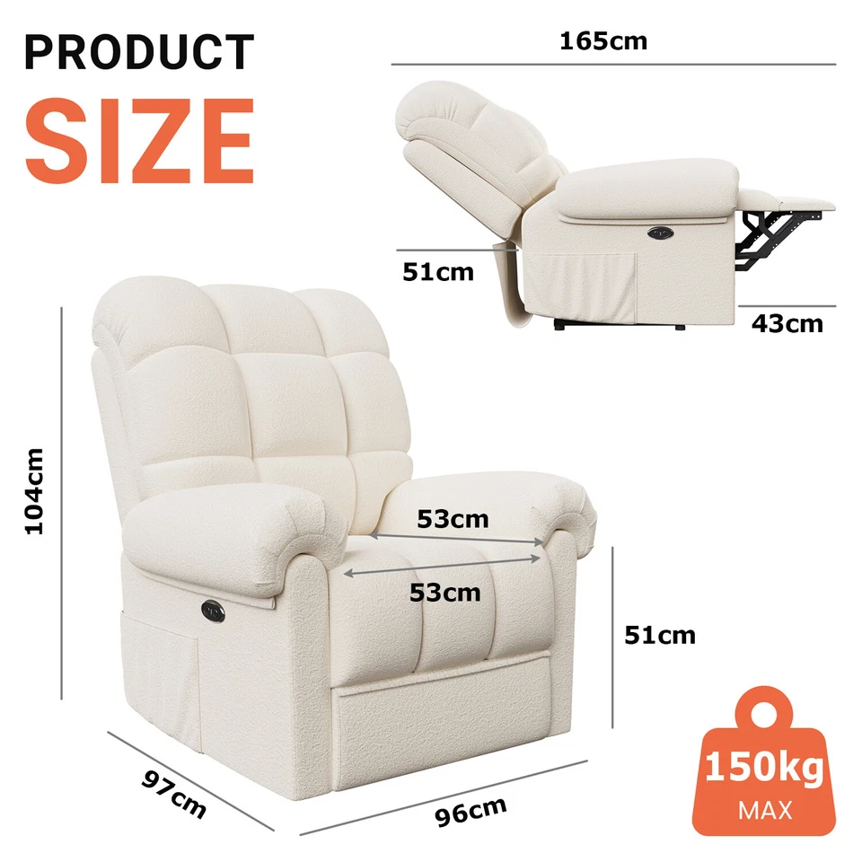 Elektrisch Relaxsessel mit Liegefunktion Fernsehsessel Sofa Relaxstuhl TV Sessel - Bild 2 von 4