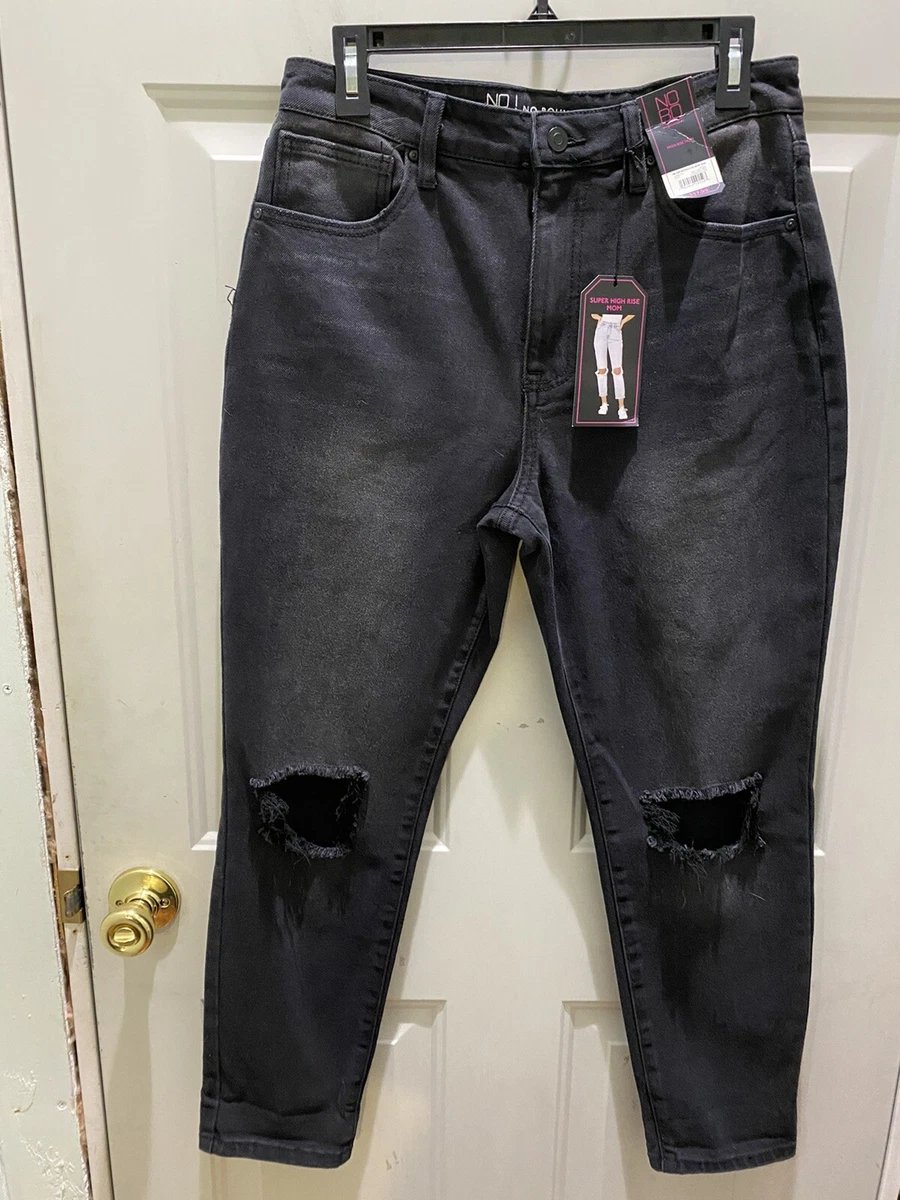 No Boundaries Juniors' Super High Rise Destructed Mom Jeans New