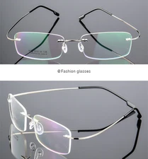 Flexible Memory Alloy Rimless Glasses Eyeglass Frames Women Men Spectacles