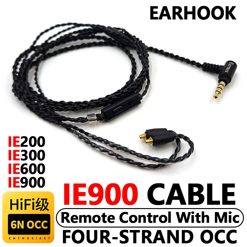MARKENLOS Cable HiFi 6N OCC con micrófono para auriculares Sennheiser IE200 IE300 IE600 IE900